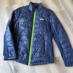 NFL women’s Cutter & Buck Seattle Seahawks Throwback Logo Full Zip puffer Jacket